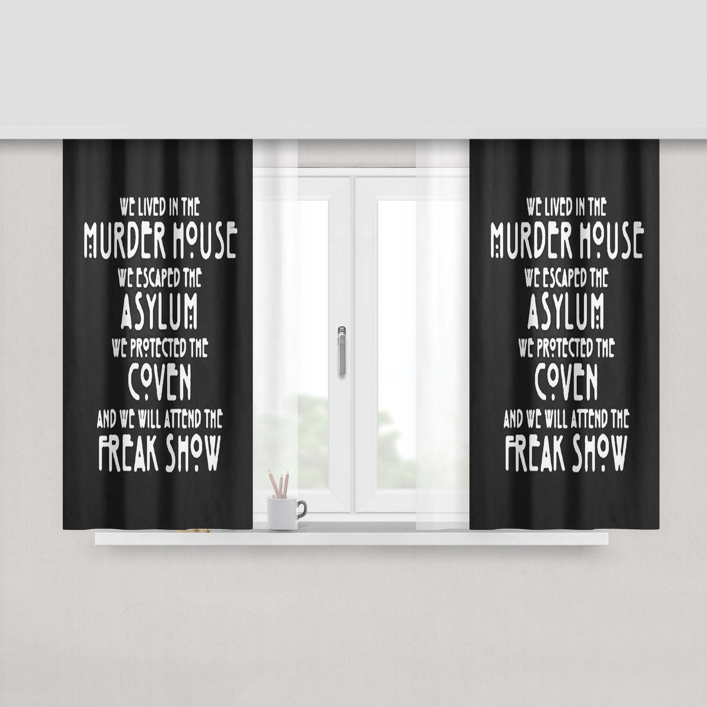 Asylum Coven Freak Show Peach Skin Window Curtains