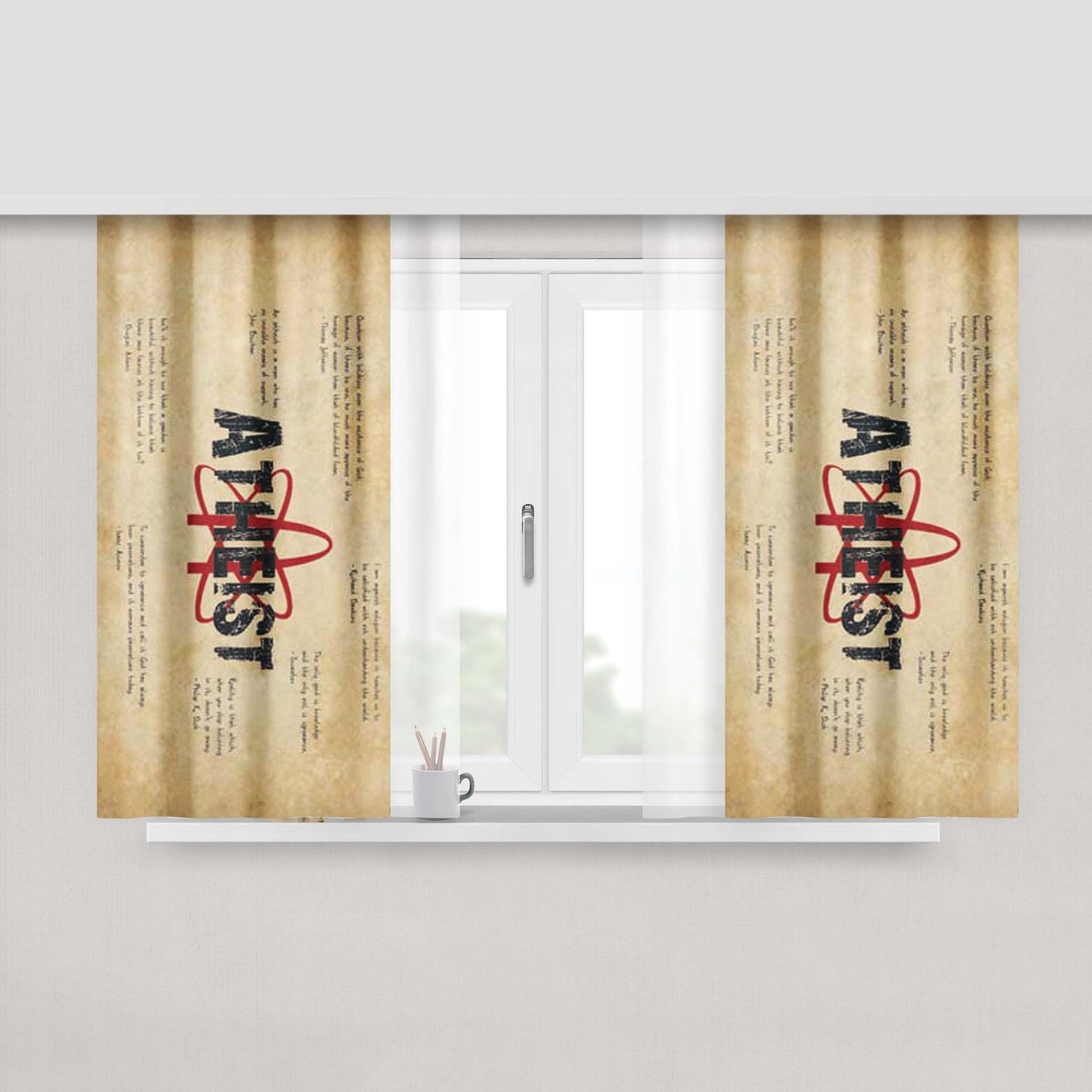 Athiest Quotes Peach Skin Window Curtains