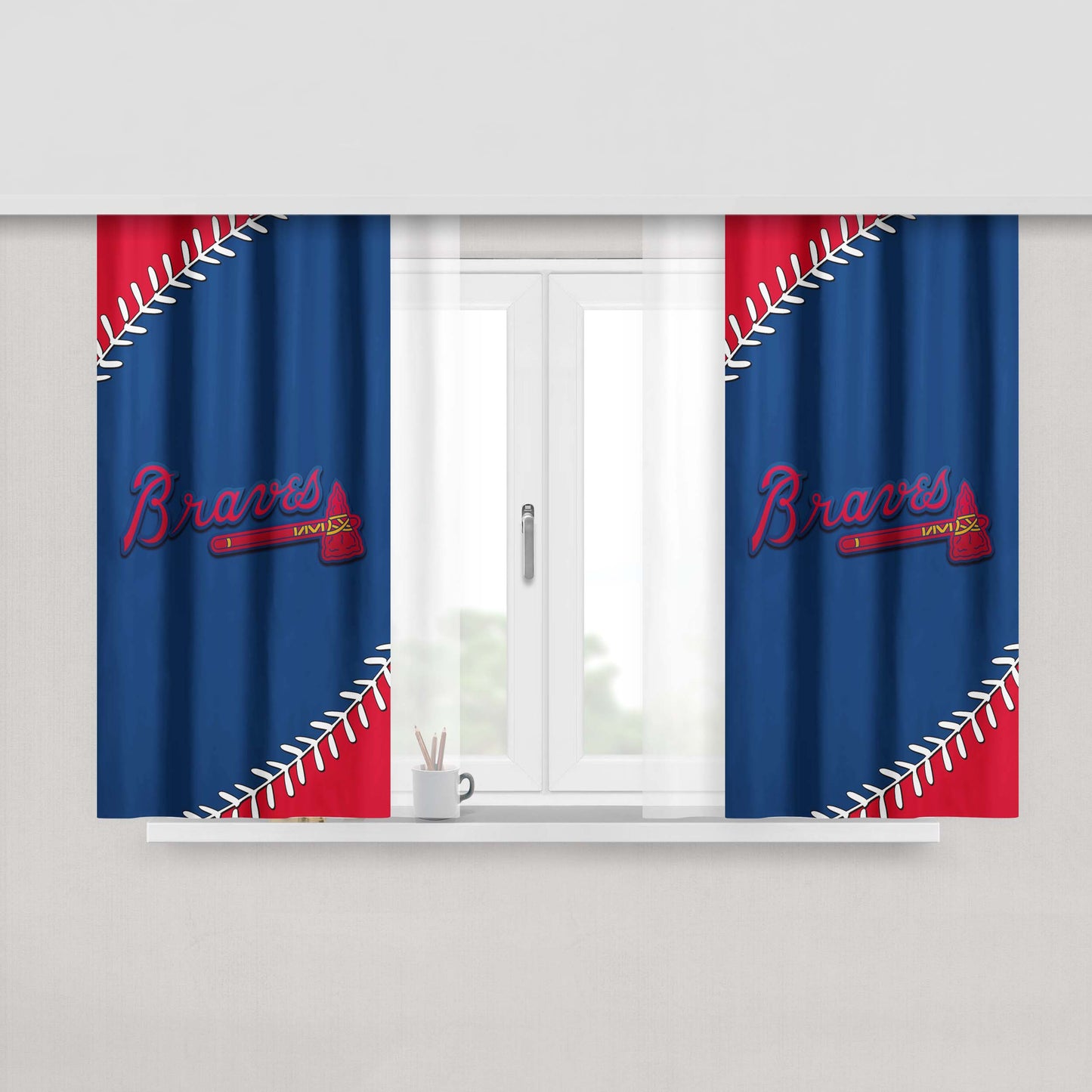 Atlanta Braves 04 Peach Skin Window Curtains
