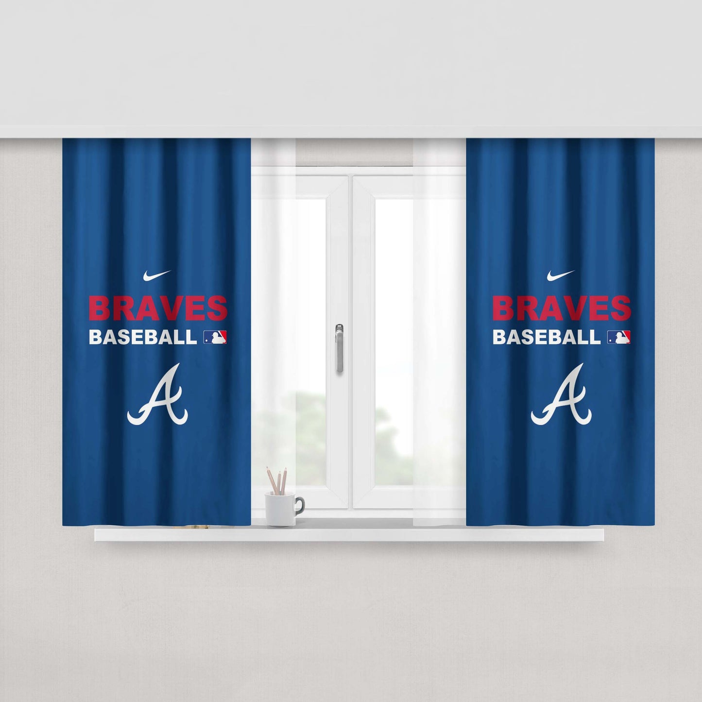 Atlanta Braves Backgrounds Peach Skin Window Curtains