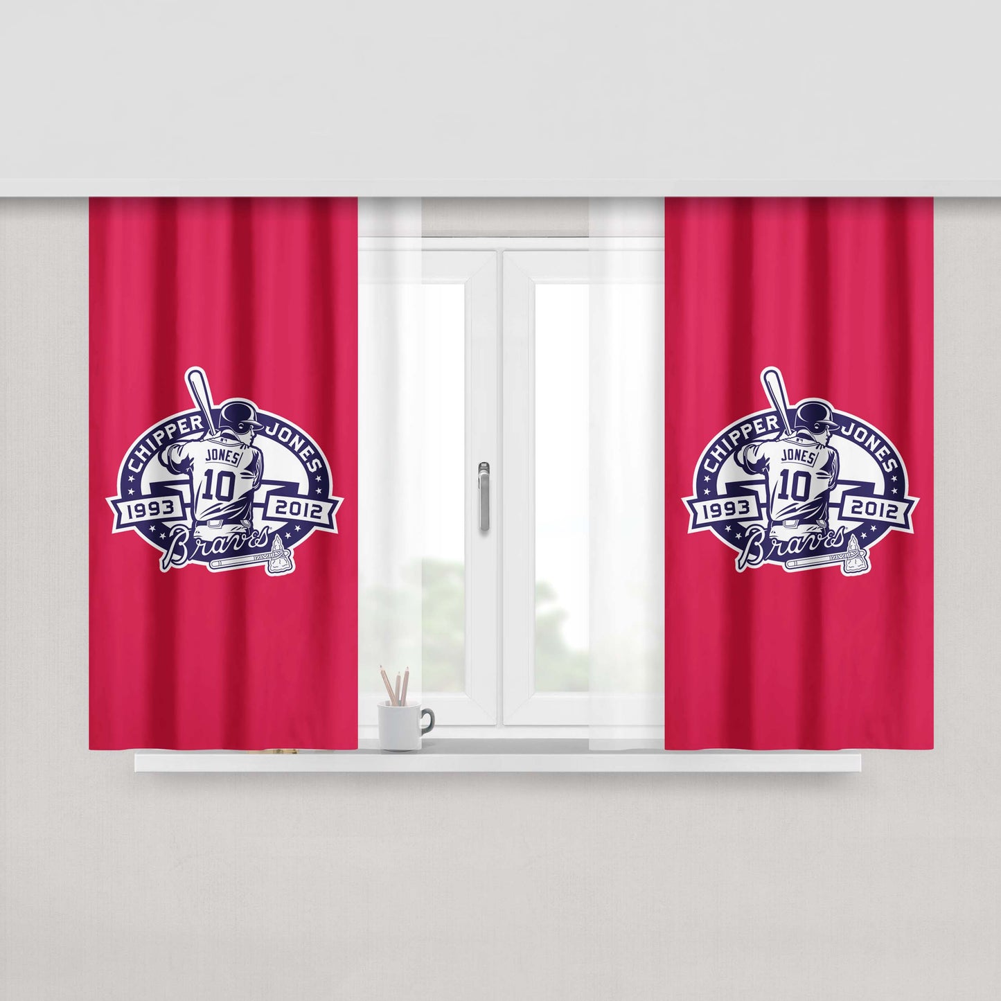 Atlanta Braves Logo Images Peach Skin Window Curtains