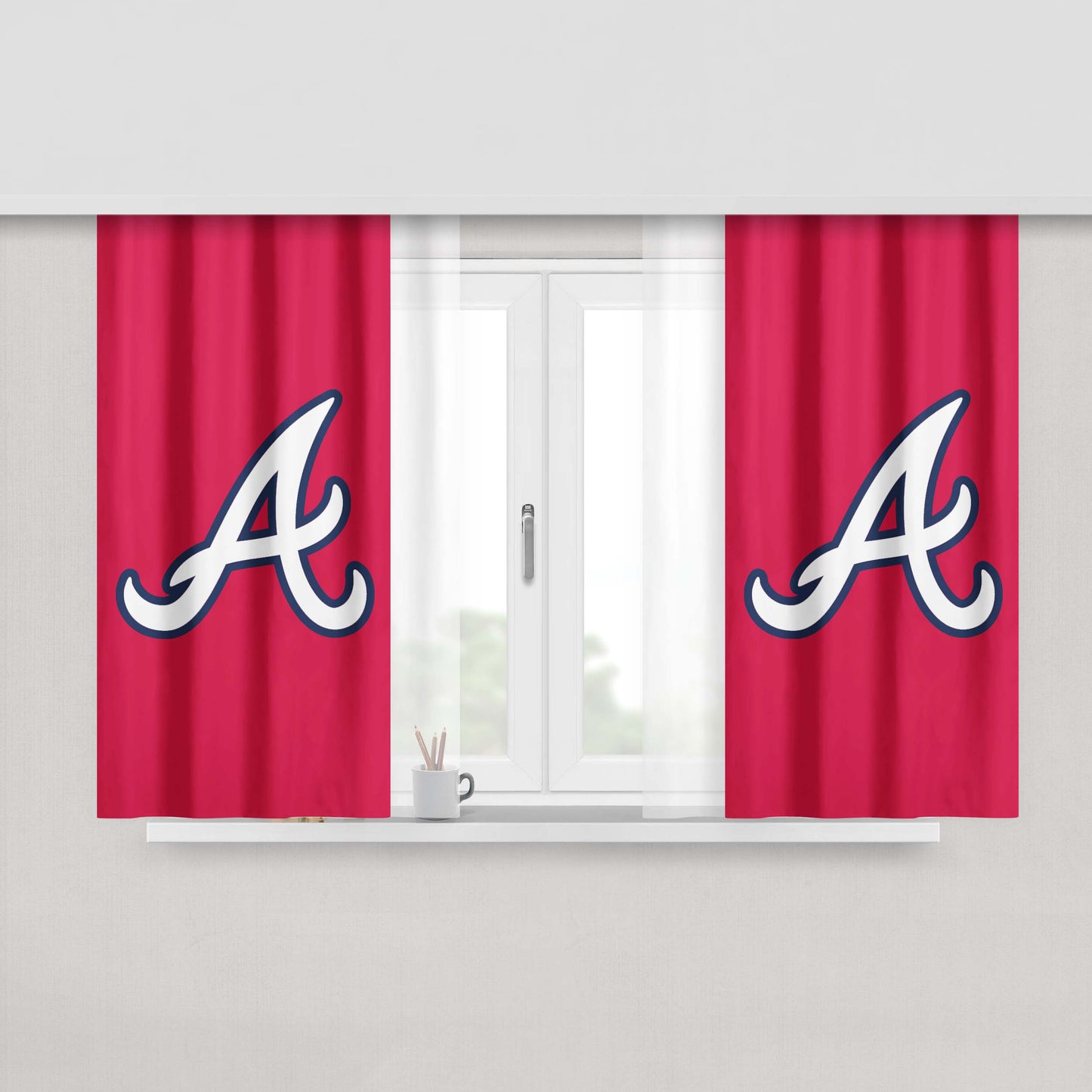 Atlanta Braves Logo Peach Skin Window Curtains