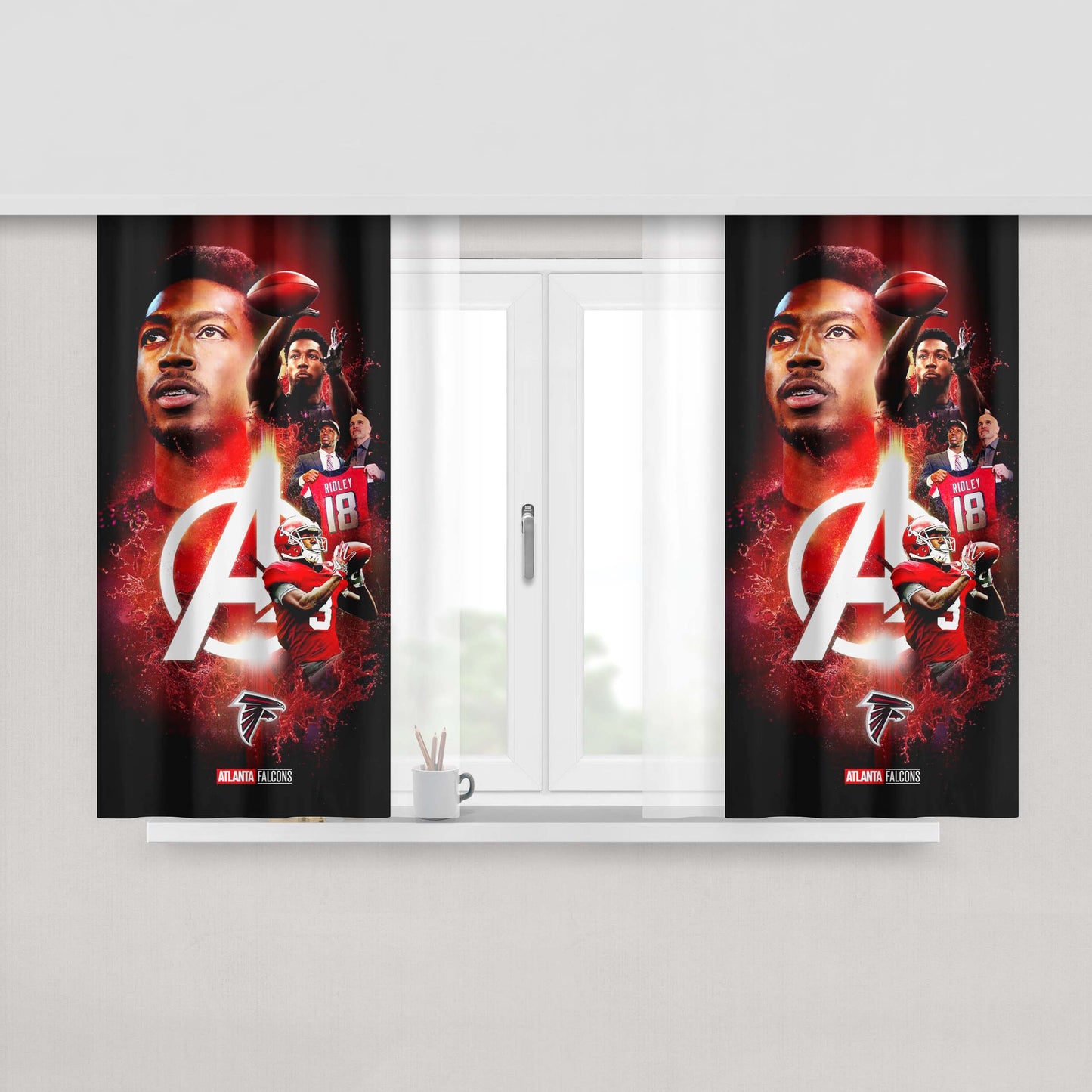 Atlanta Falcons Calvin Ridley Peach Skin Window Curtains