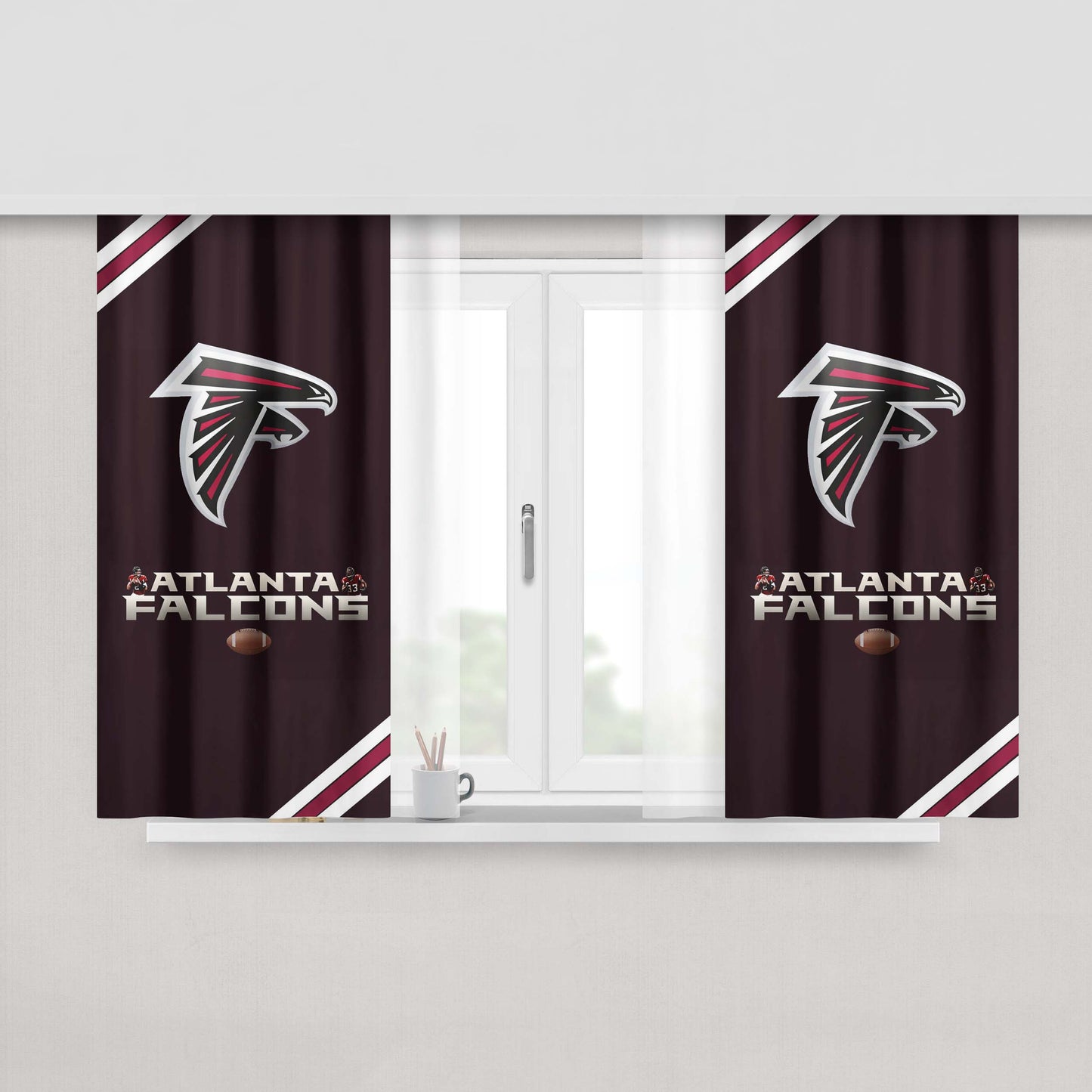Atlanta Falcons Football Team Peach Skin Window Curtains
