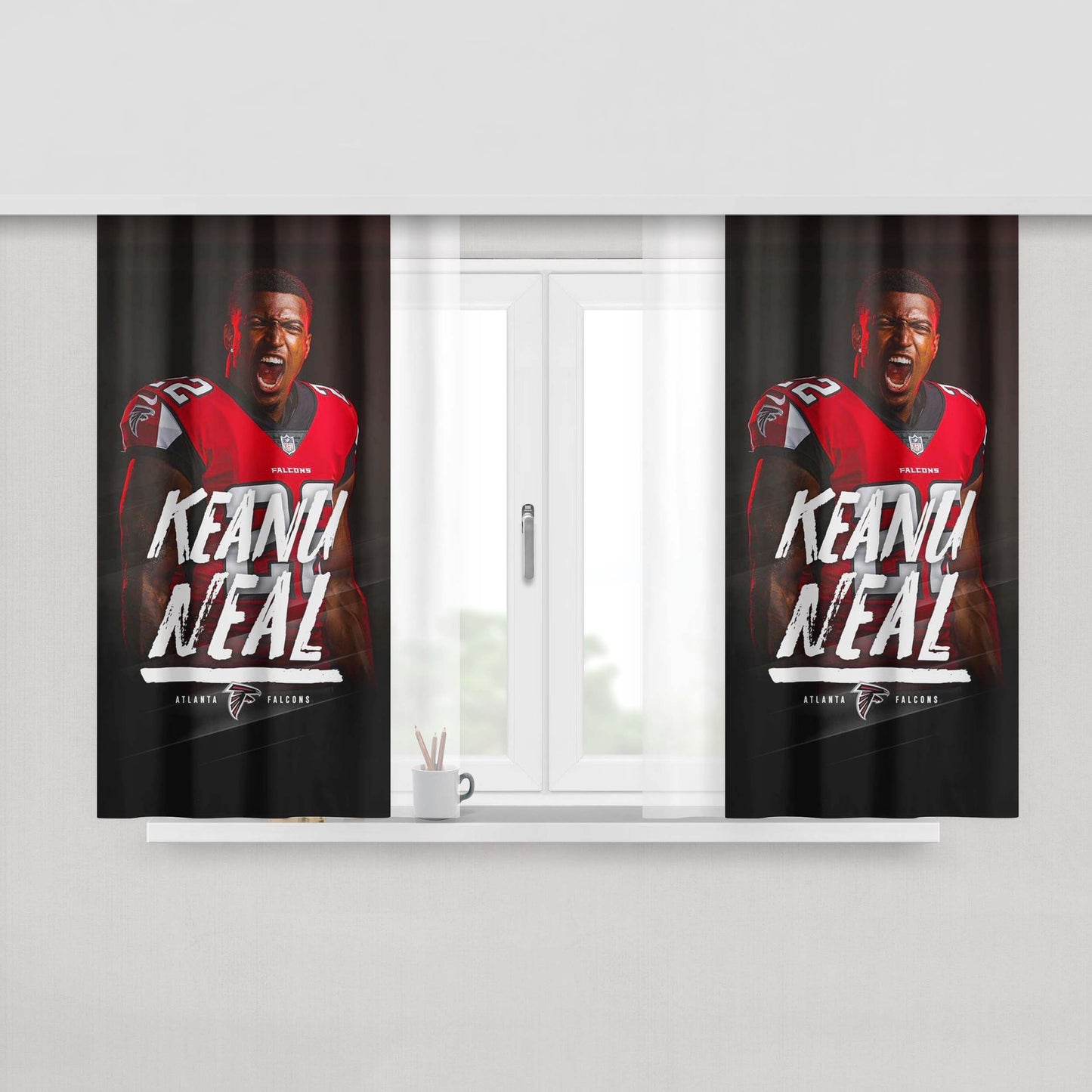 Atlanta Falcons Keanu Neal Peach Skin Window Curtains