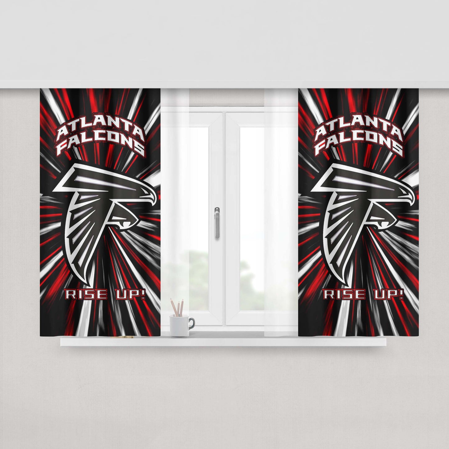 Atlanta Falcons Rise Up Nfl Logo Peach Skin Window Curtains