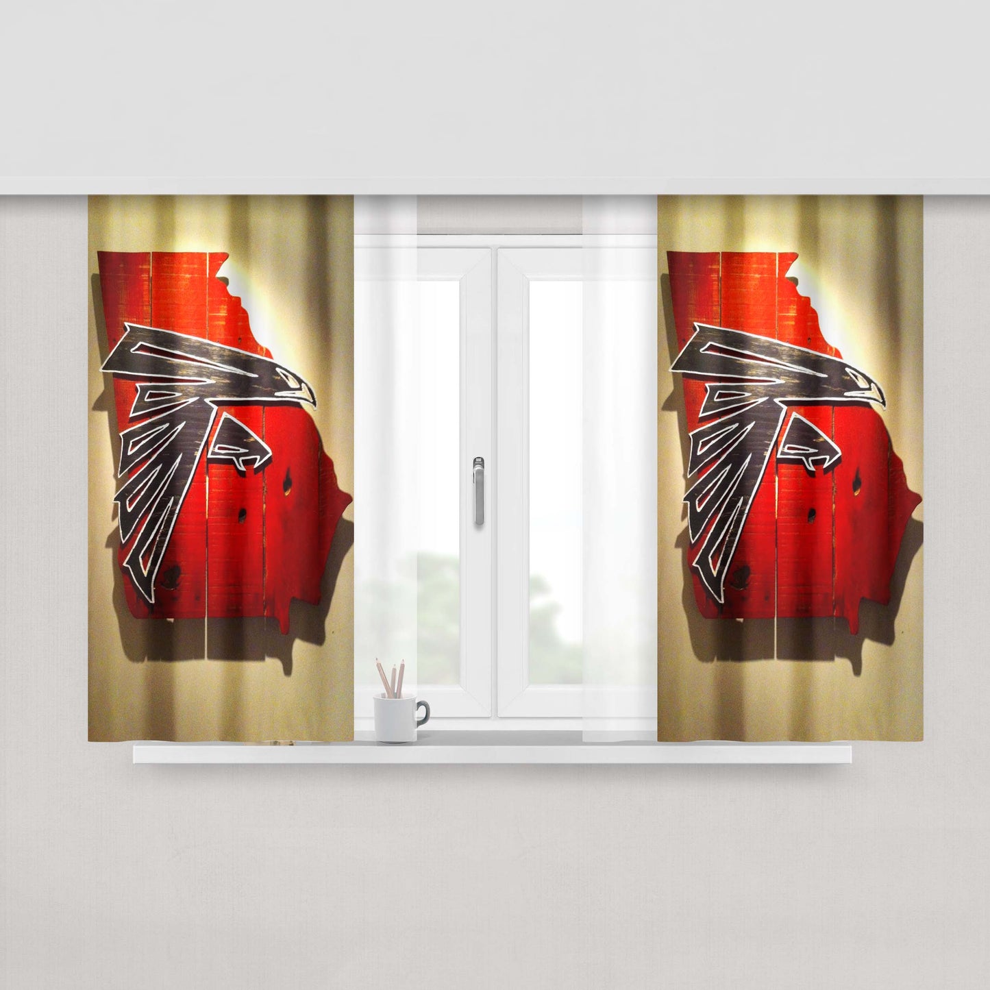 Atlanta Falcons Wall Art 3D Peach Skin Window Curtains