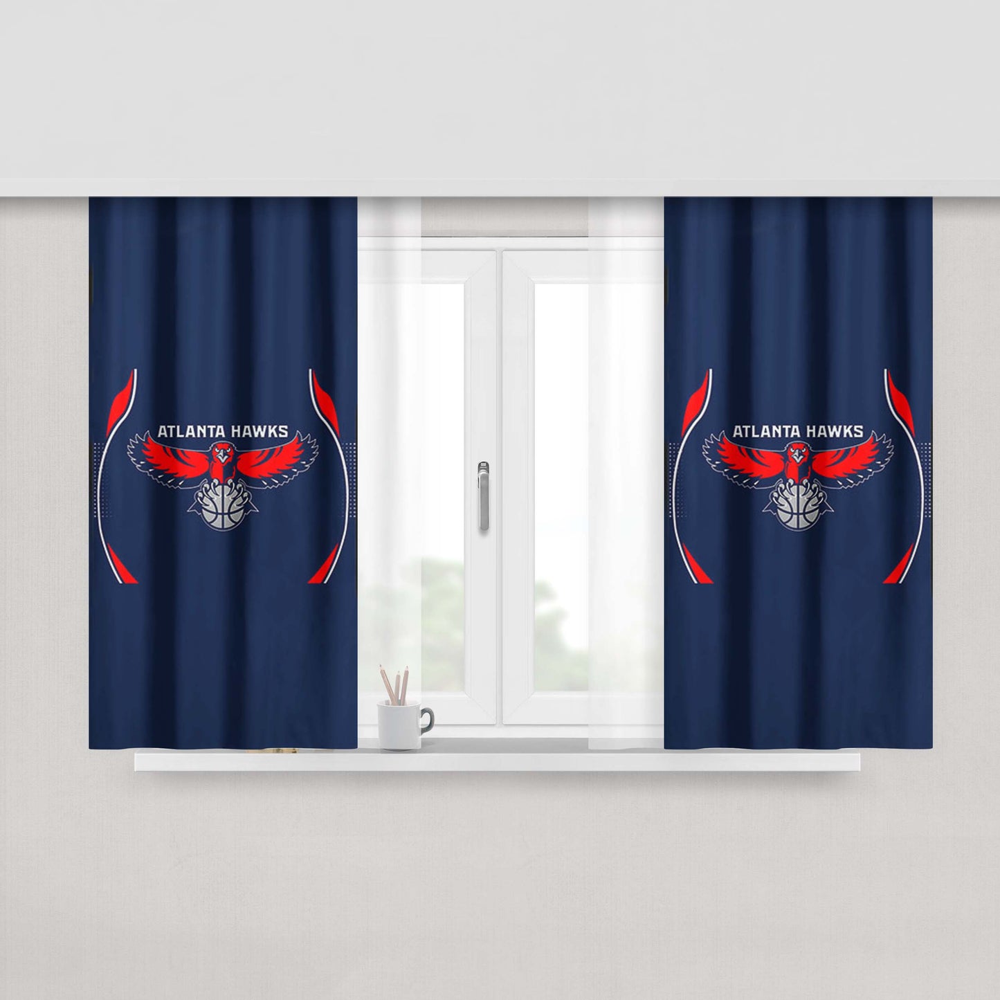 Atlanta Hawks Blue Peach Skin Window Curtains