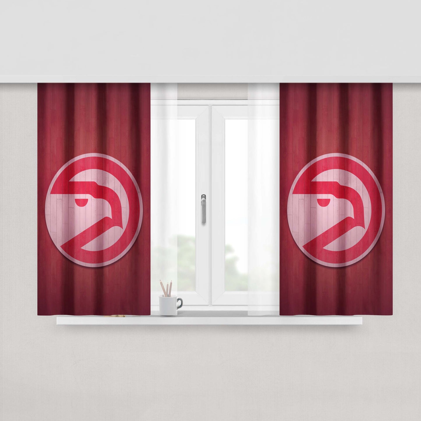 Atlanta Hawks Hardwood 2 Peach Skin Window Curtains