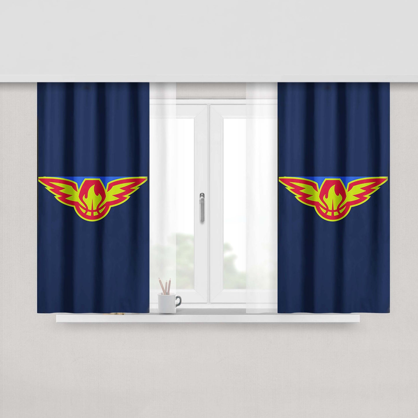 Atlanta Hawks Logos Peach Skin Window Curtains