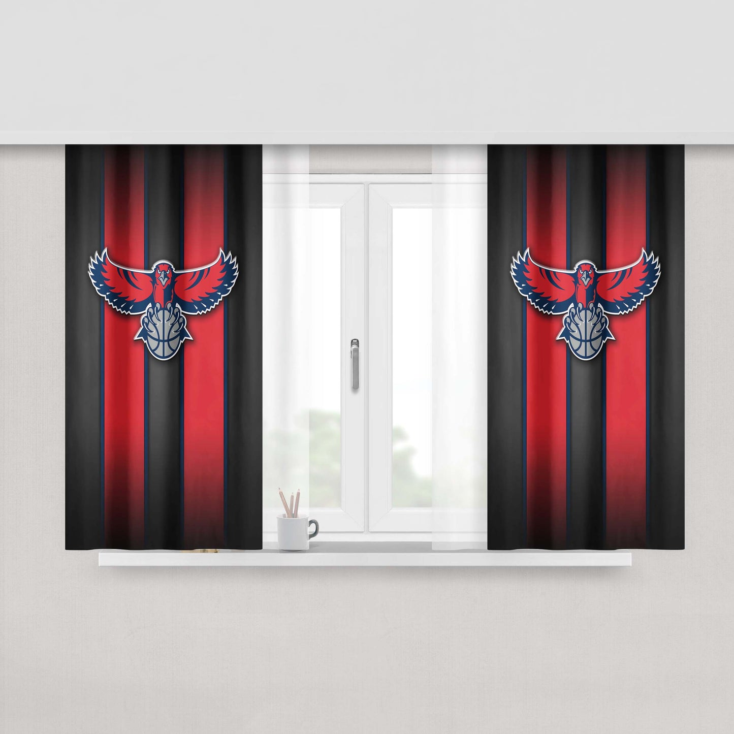 Atlanta Hawks Nba Logo Peach Skin Window Curtains