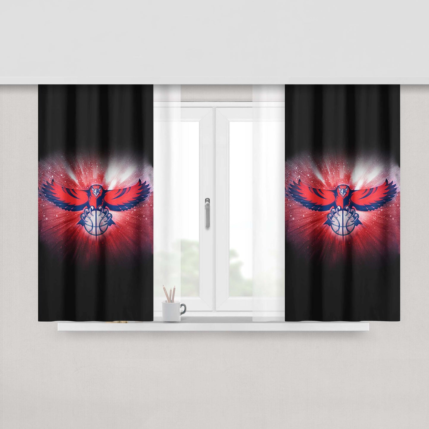 Atlanta Hawks Red Cool Peach Skin Window Curtains