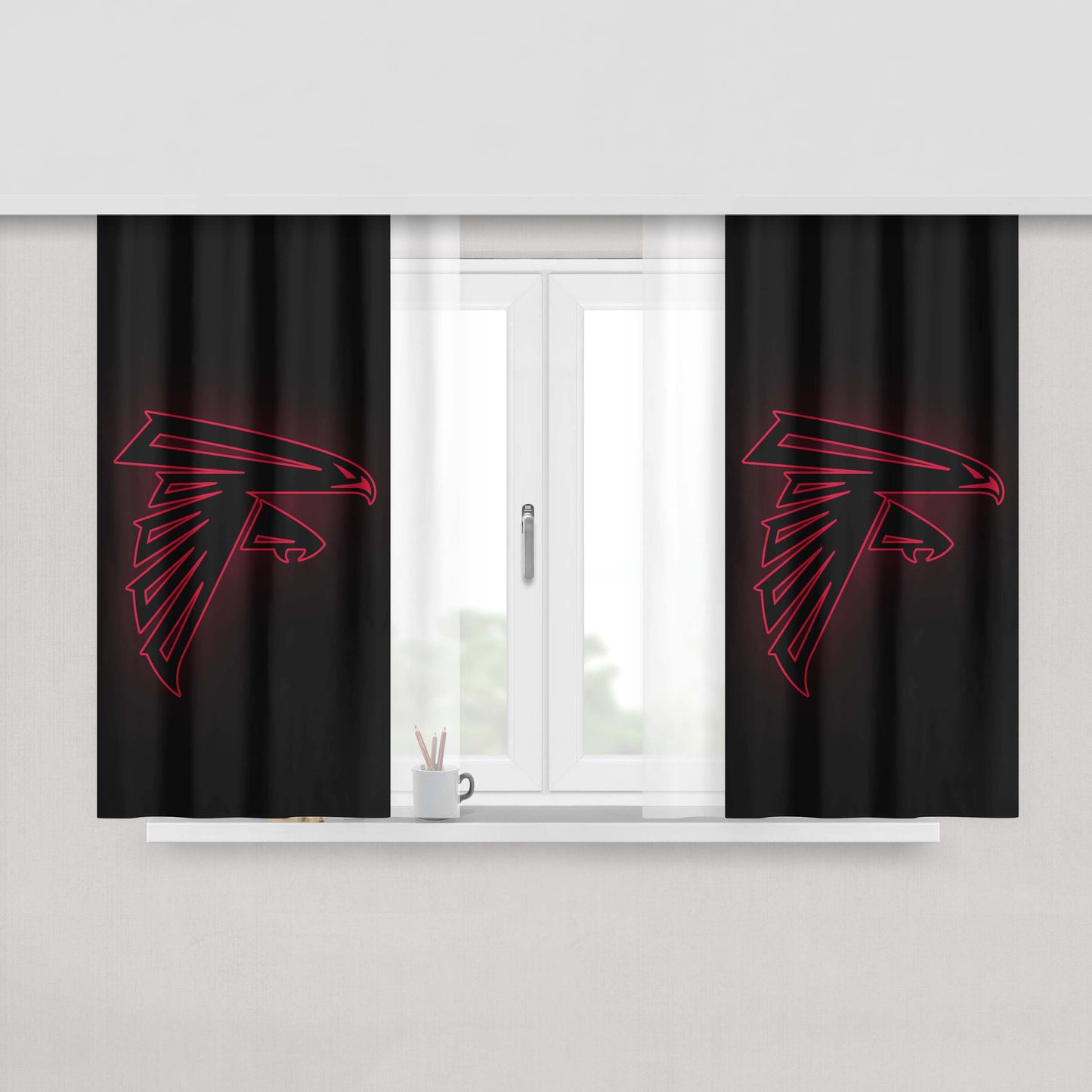 Atlanta Super Bowl Wallpaper Li Black And Red Peach Skin Window Curtains