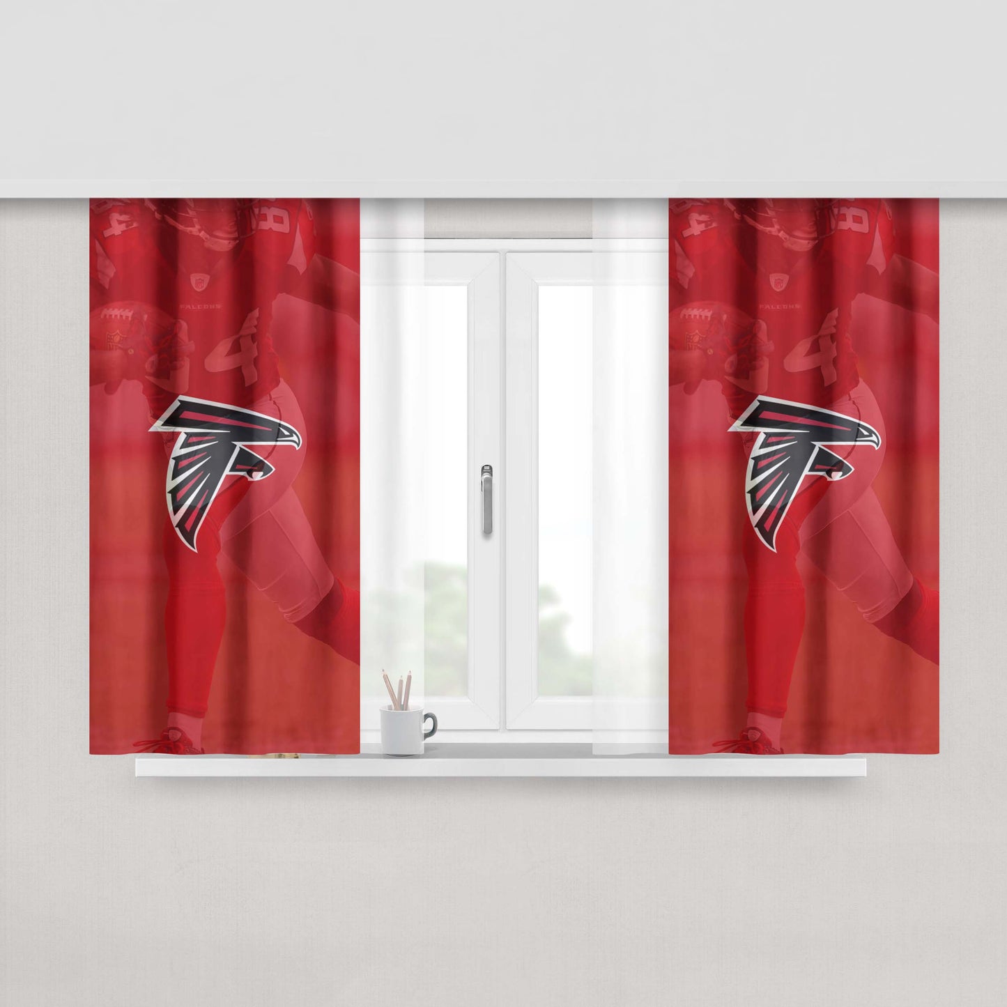 Atlanta Super Bowl Wallpaper Li Logo Transparent Peach Skin Window Curtains