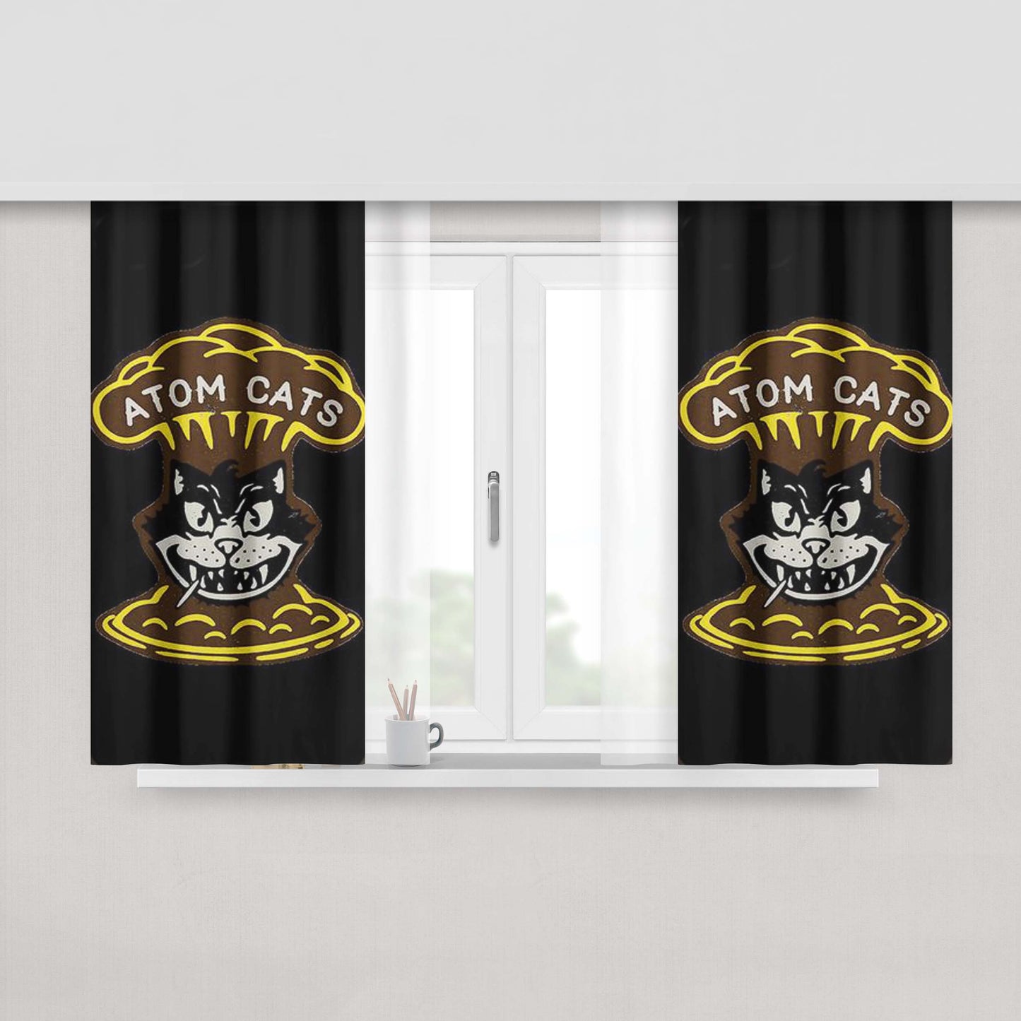 Atom Cats Peach Skin Window Curtains