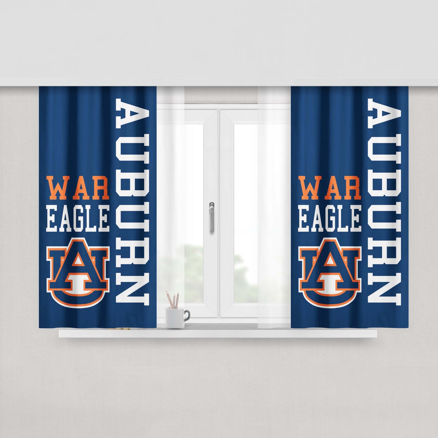 Auburn Tigers University War Eagle Logo Peach Skin Window Curtains