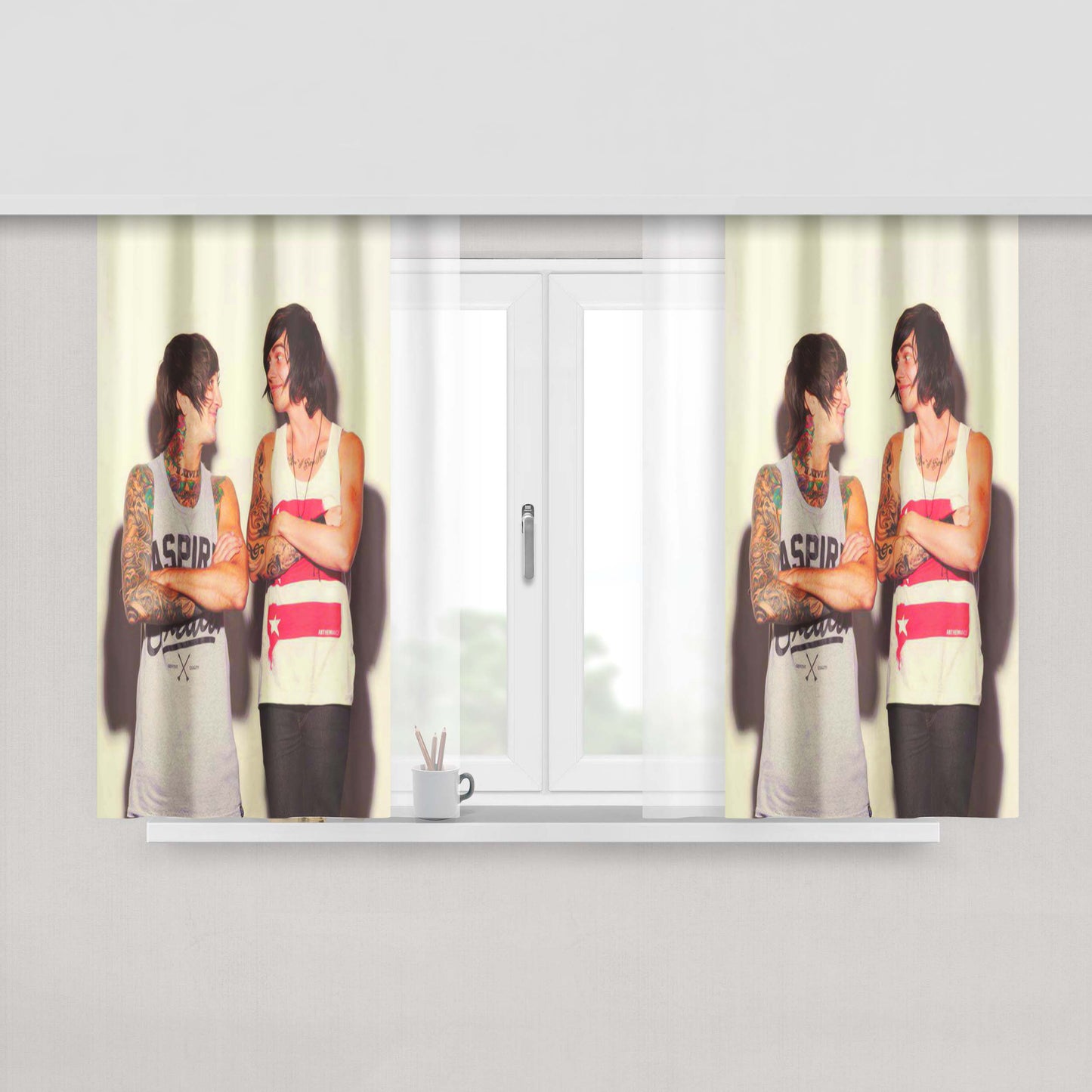 Austin Carlile And Kellin Quinn Peach Skin Window Curtains