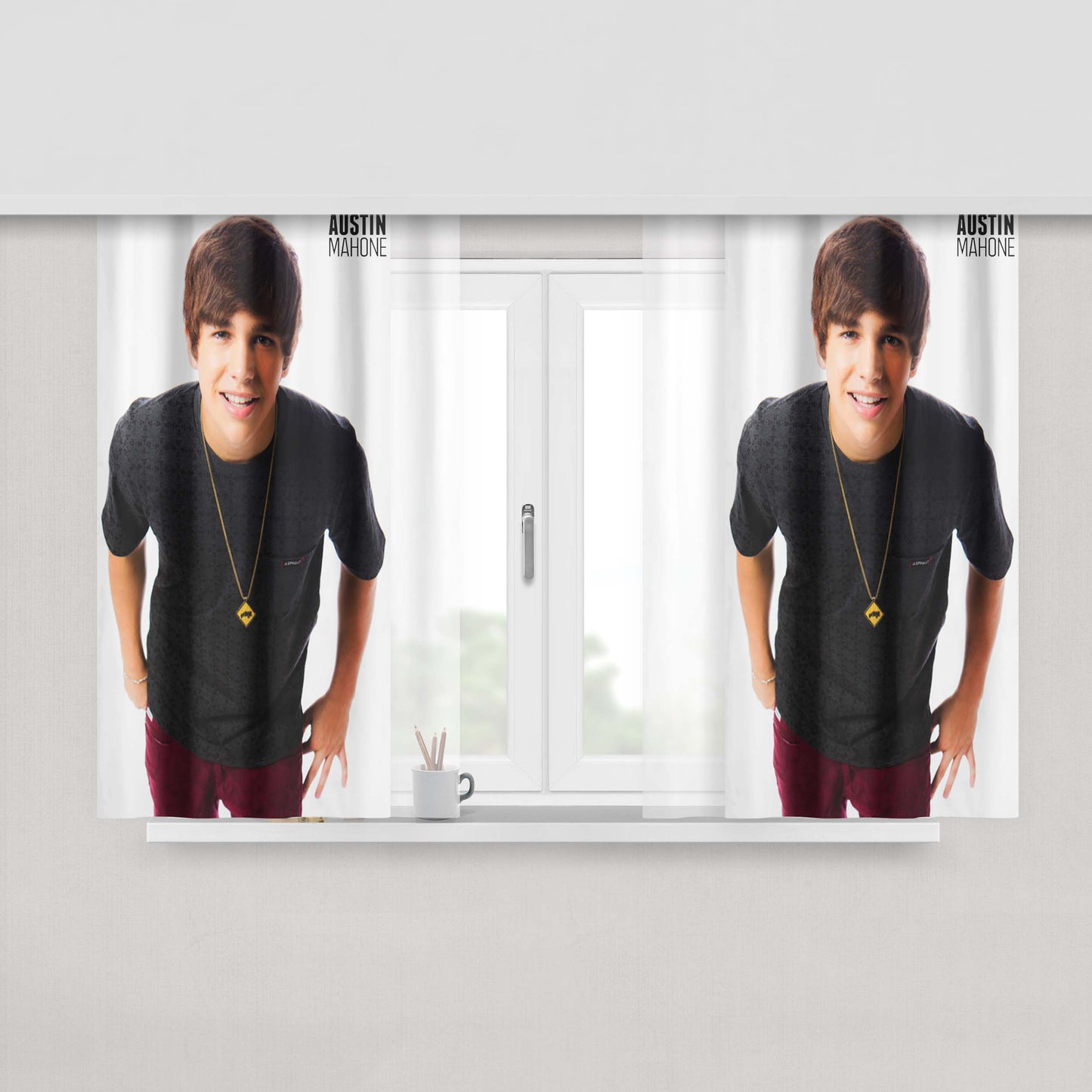 Austin Mahone Black Peach Skin Window Curtains