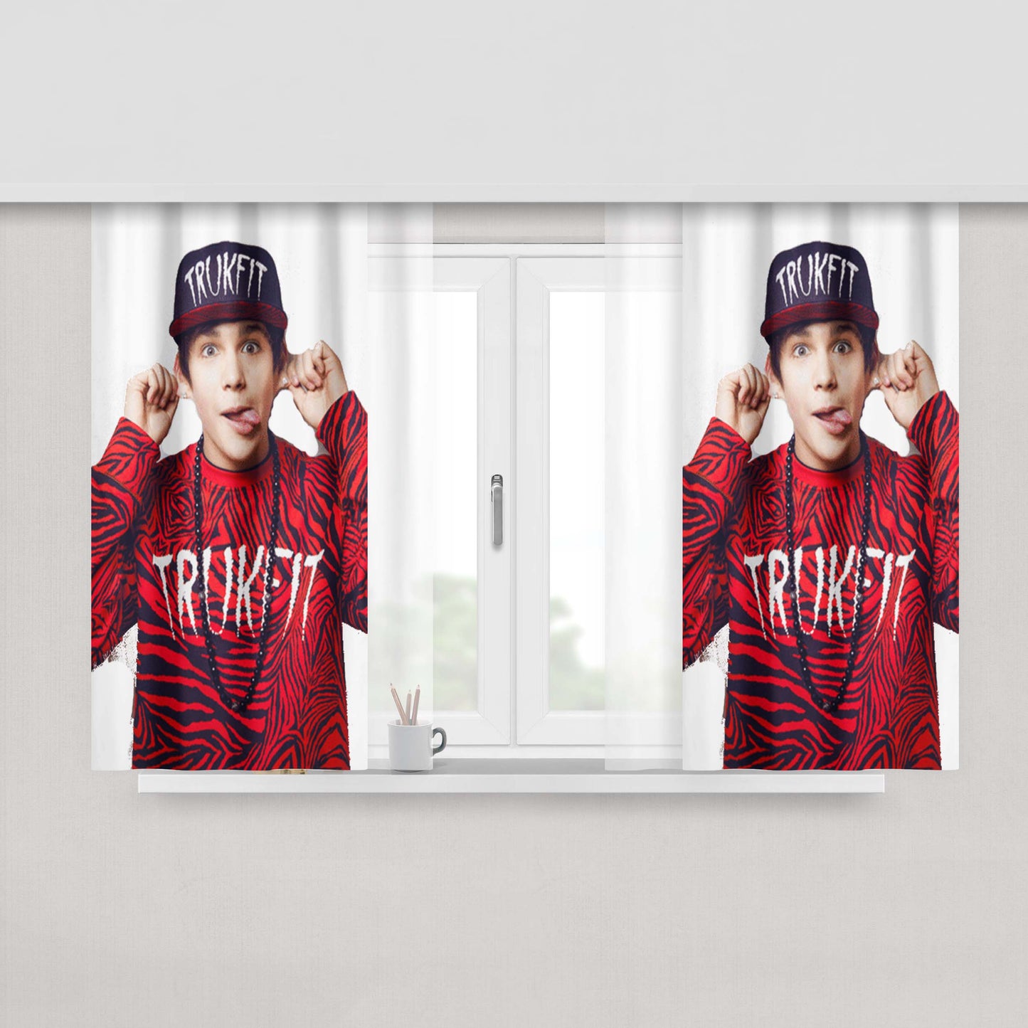 Austin Mahone Laught Peach Skin Window Curtains