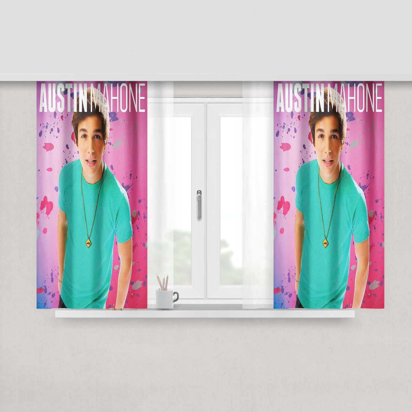 Austin Mahone Tshirt Peach Skin Window Curtains