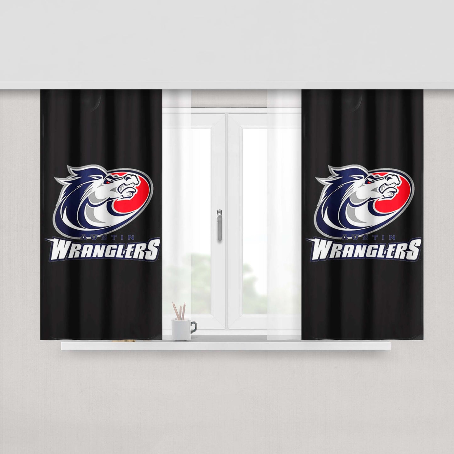 Austin Wranglers Peach Skin Window Curtains