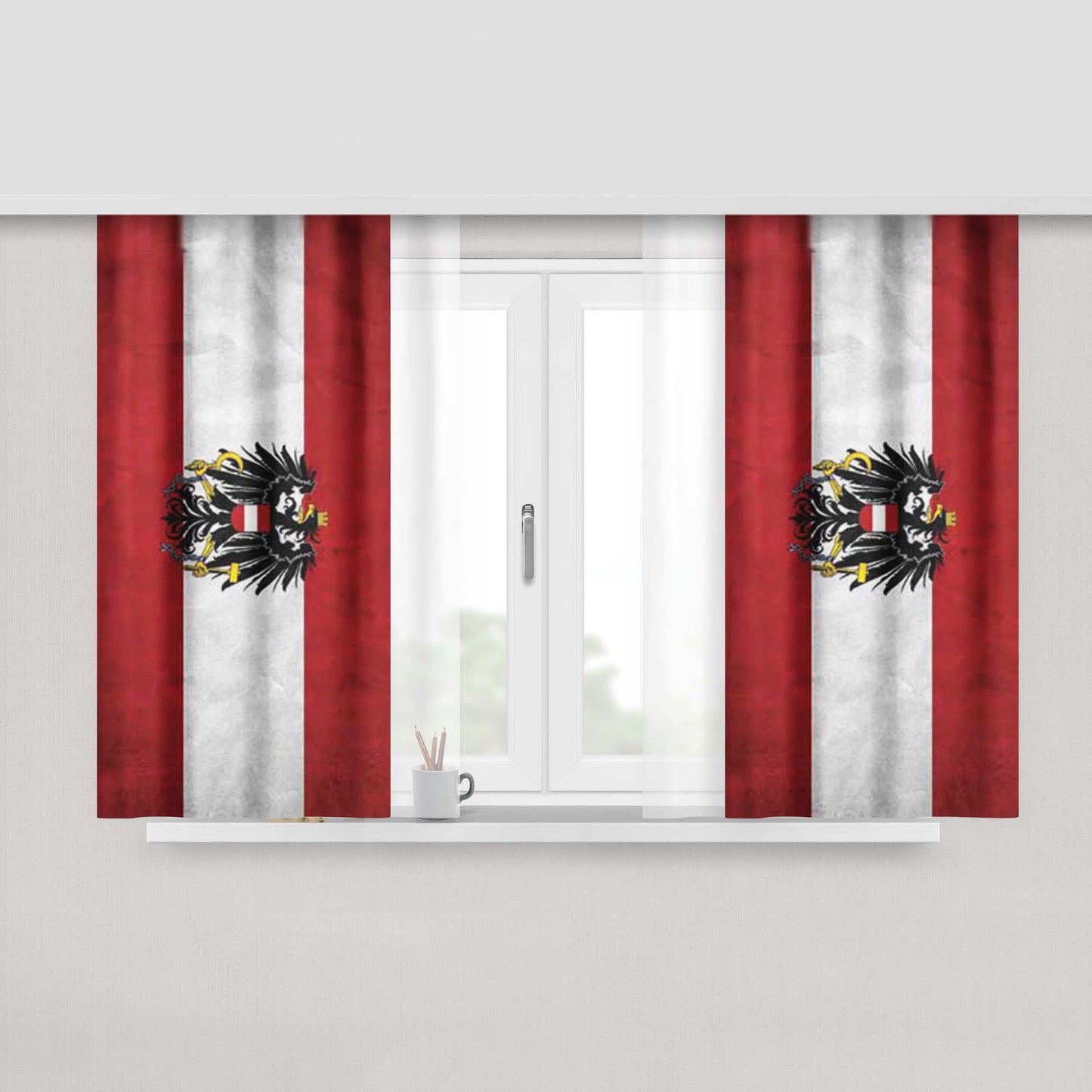 Austria Flag Texture Peach Skin Window Curtains