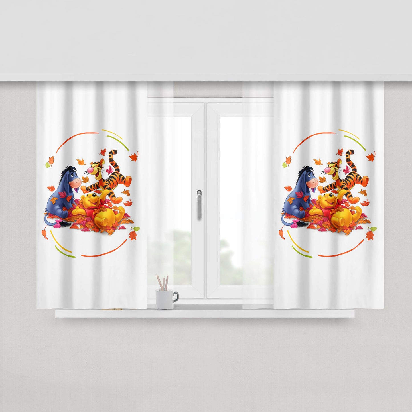 Autumn Winnie The Pooh Peach Skin Window Curtains