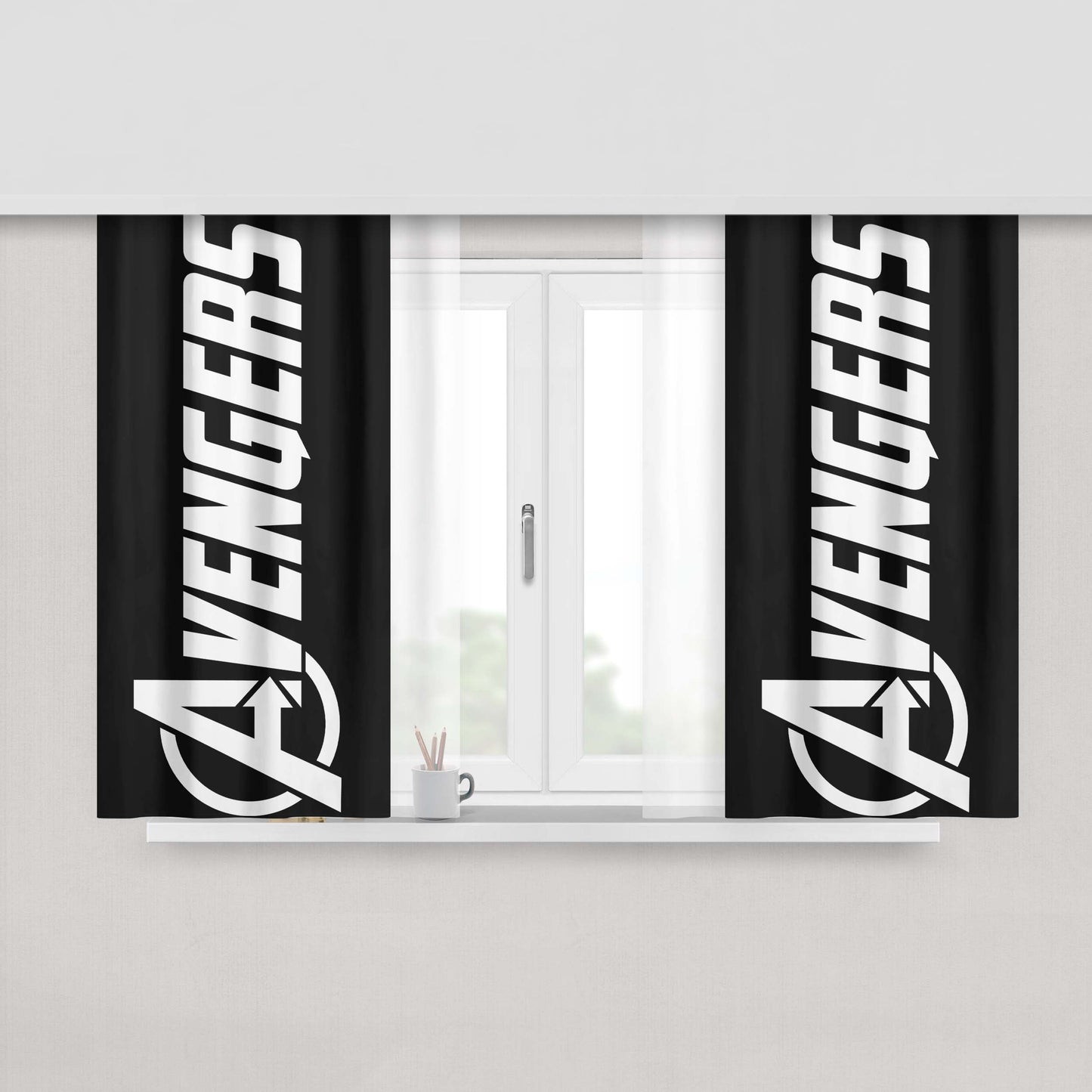 Avanger Logo Peach Skin Window Curtains