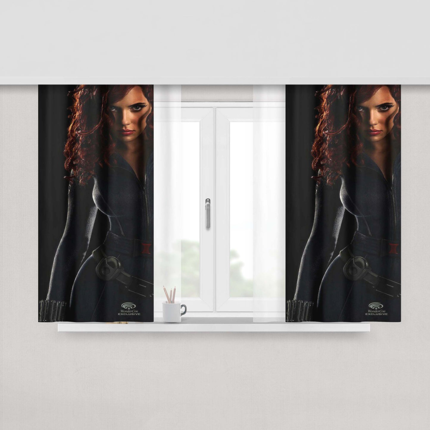 Avangers Women Cat Peach Skin Window Curtains