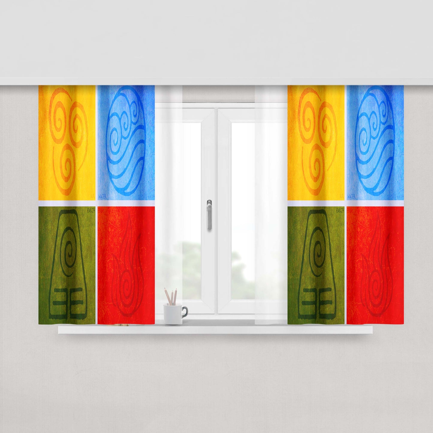 Avatar Four Elements Art Peach Skin Window Curtains