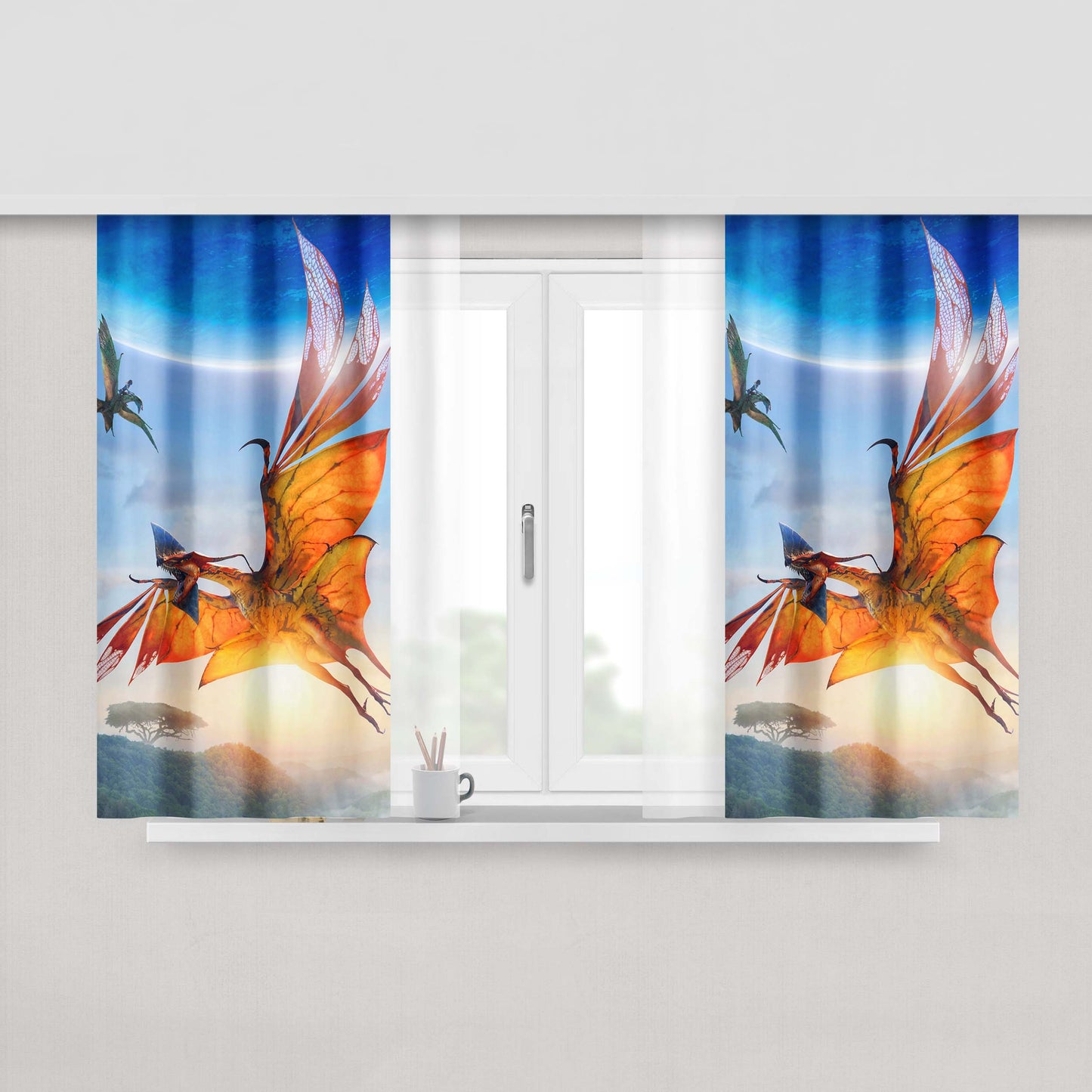 Avatar Movie Red Dragon Great Leonopteryx Peach Skin Window Curtains
