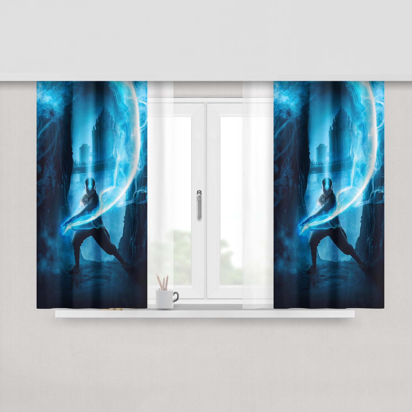 Avatar The Last Air Bender Aang Peach Skin Window Curtains
