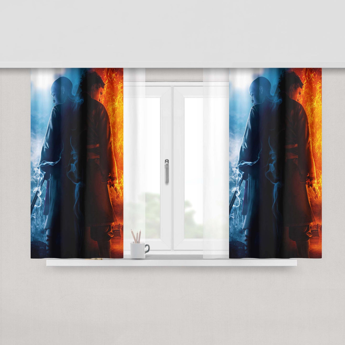 Avatar The Last Airbender Aang And Zuko Peach Skin Window Curtains