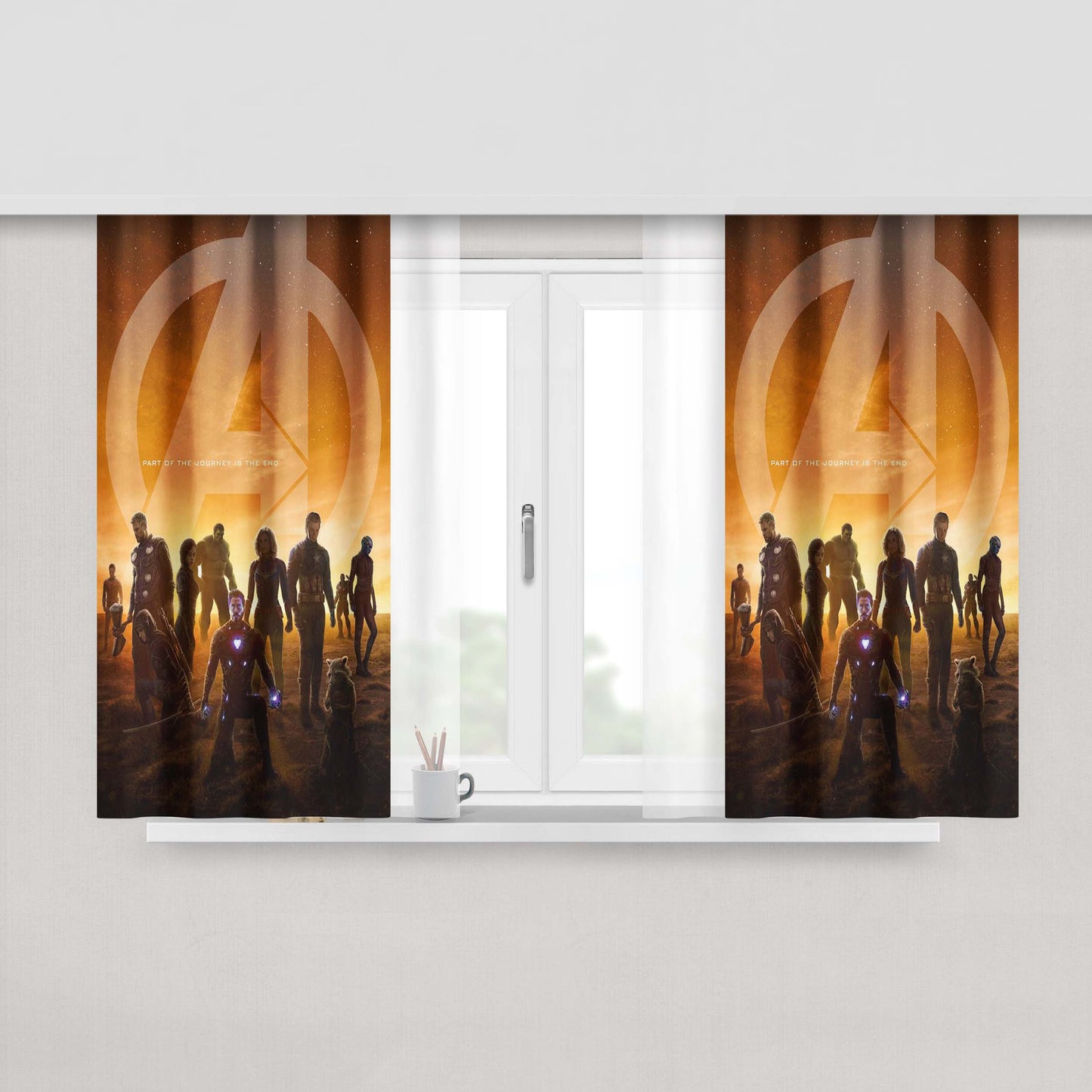Avenger Part Of The Journey Is The End Orange Peach Skin Window Curtains