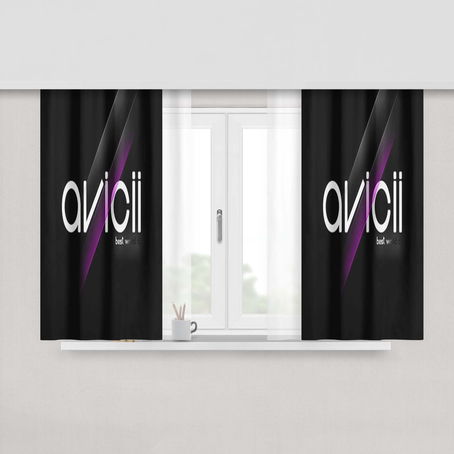Avicii Logo Peach Skin Window Curtains