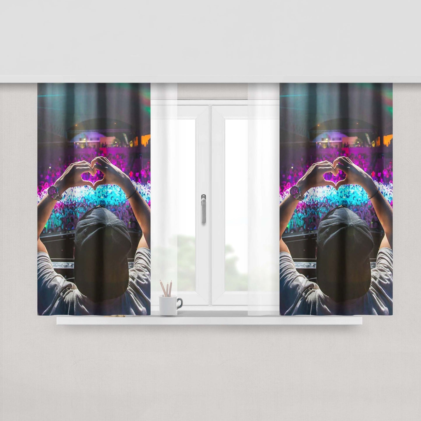 Avicii With Love Peach Skin Window Curtains