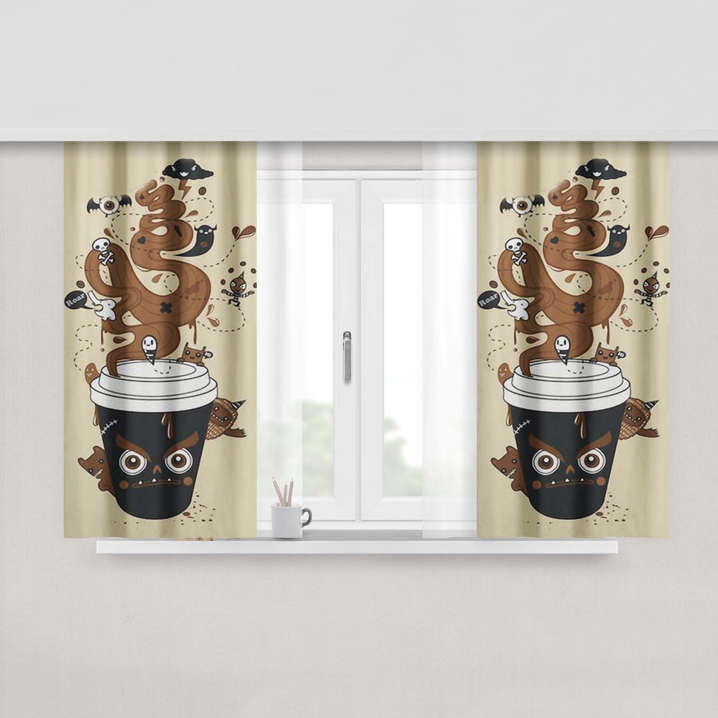 Awaken Coffee Peach Skin Window Curtains