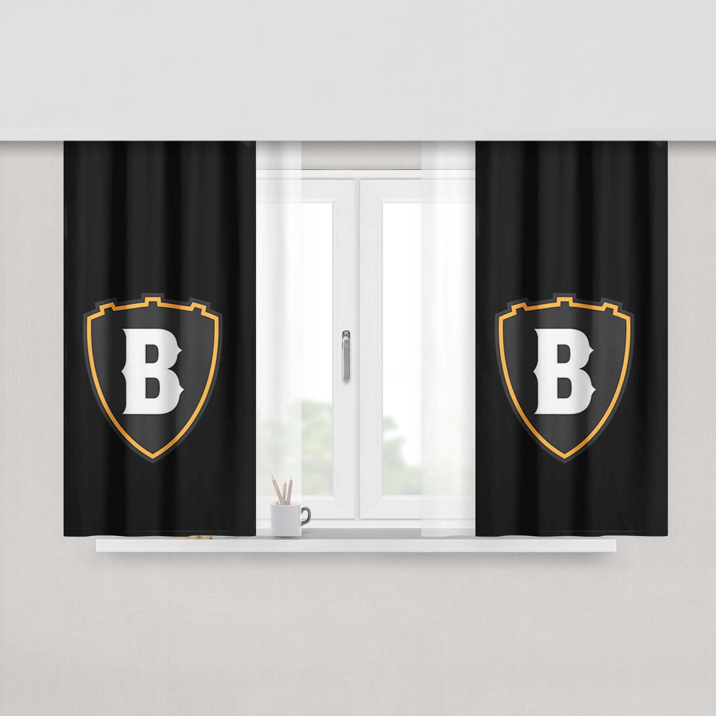 B Logos Peach Skin Window Curtains
