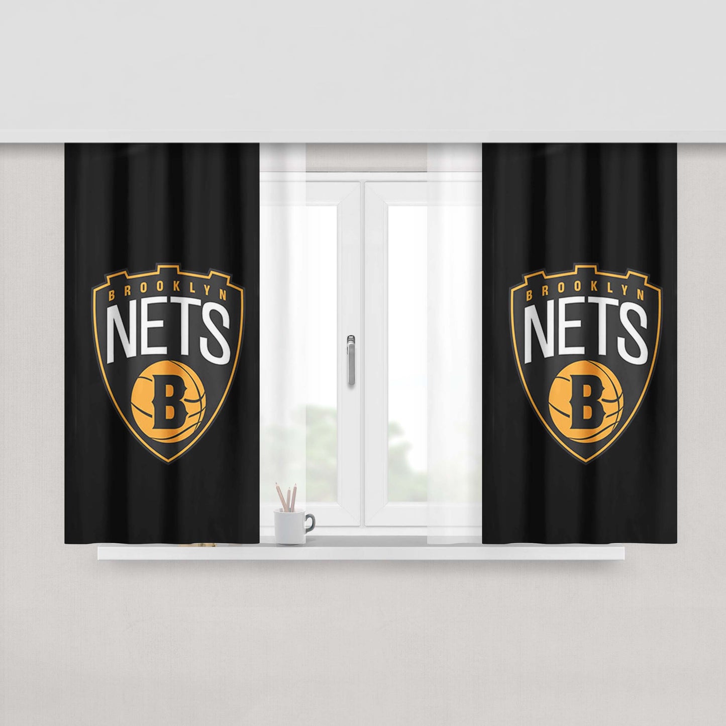 B Nets Peach Skin Window Curtains