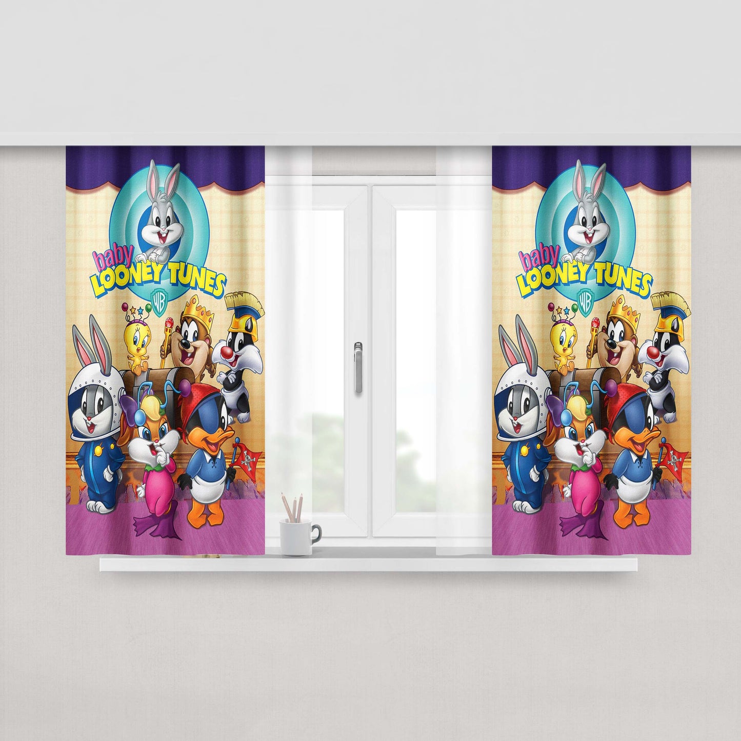 Baby Looney Tunes Movies Poster Peach Skin Window Curtains