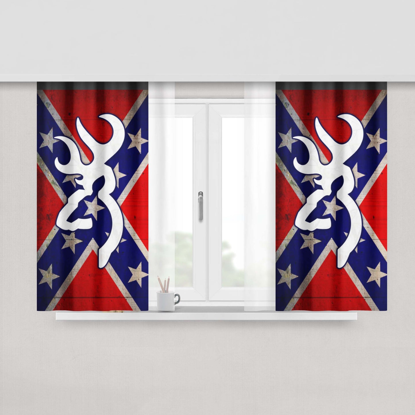 Browning Deer Camo Flag Peach Skin Window Curtains