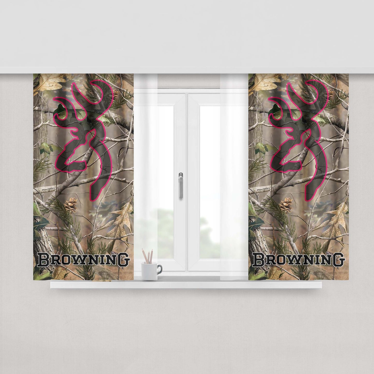 Browning Deer Camo Peach Skin Window Curtains