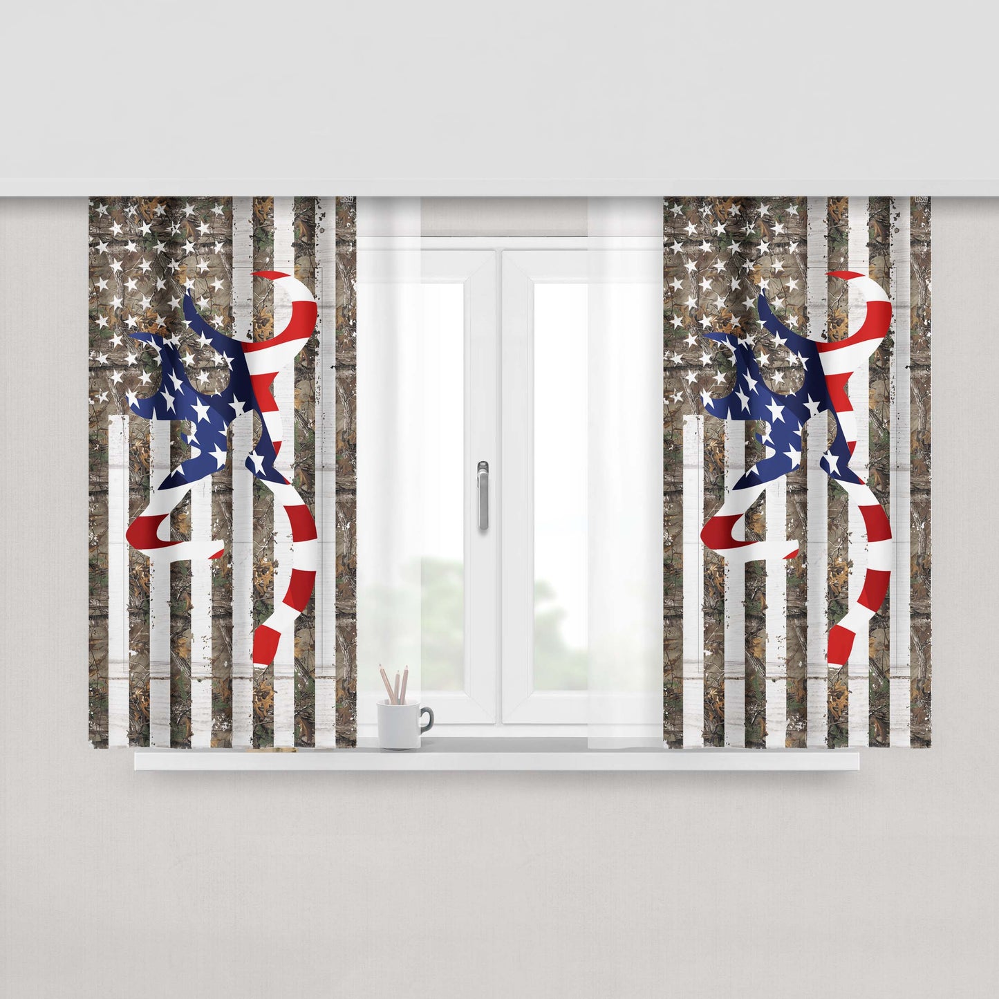 Browning Rebel Logo Peach Skin Window Curtains