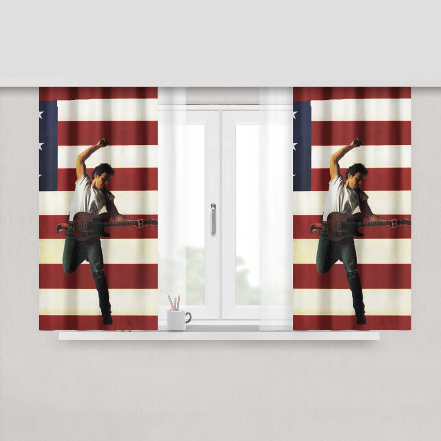 Bruce Springsteen Jump Flag Peach Skin Window Curtains