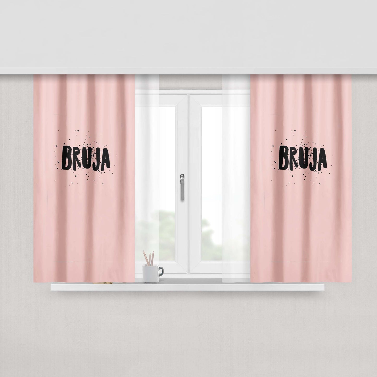 Bruja Witchy Woman Halloween Tumblr Peach Skin Window Curtains