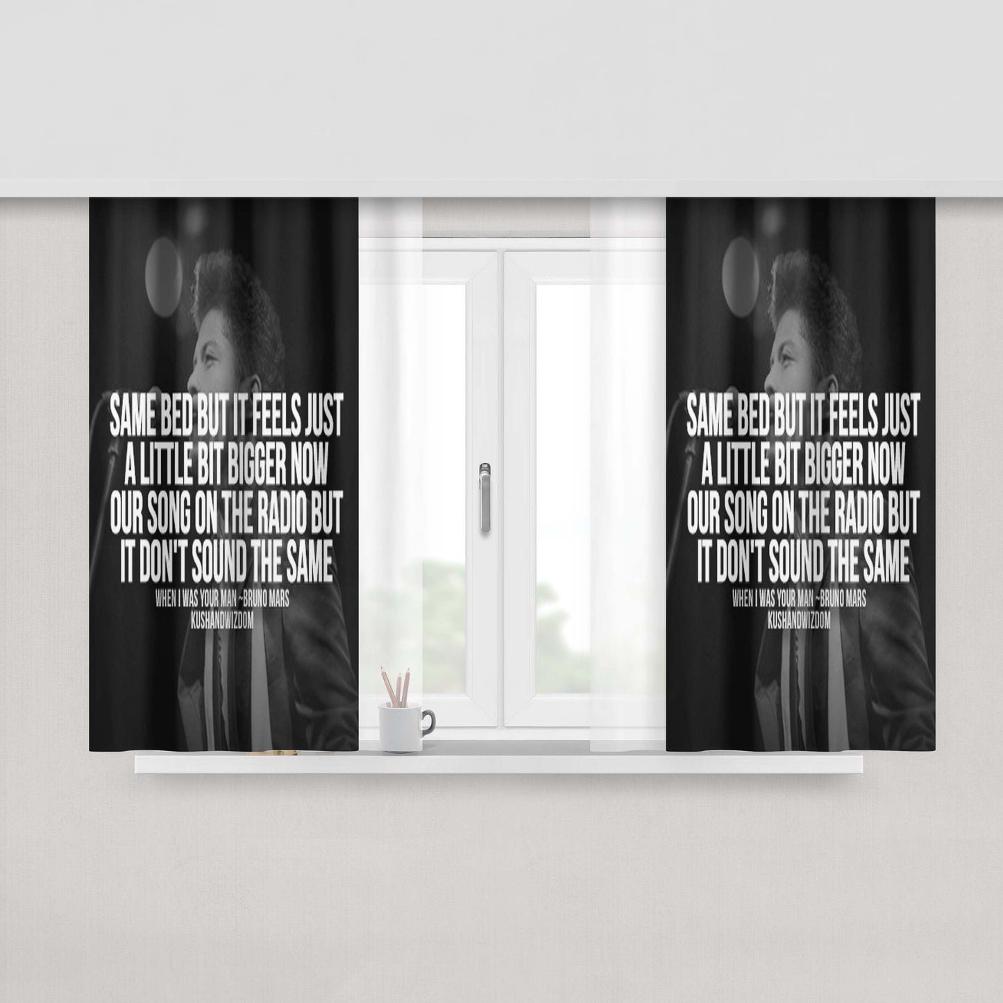 Bruno Mars Quotes Peach Skin Window Curtains
