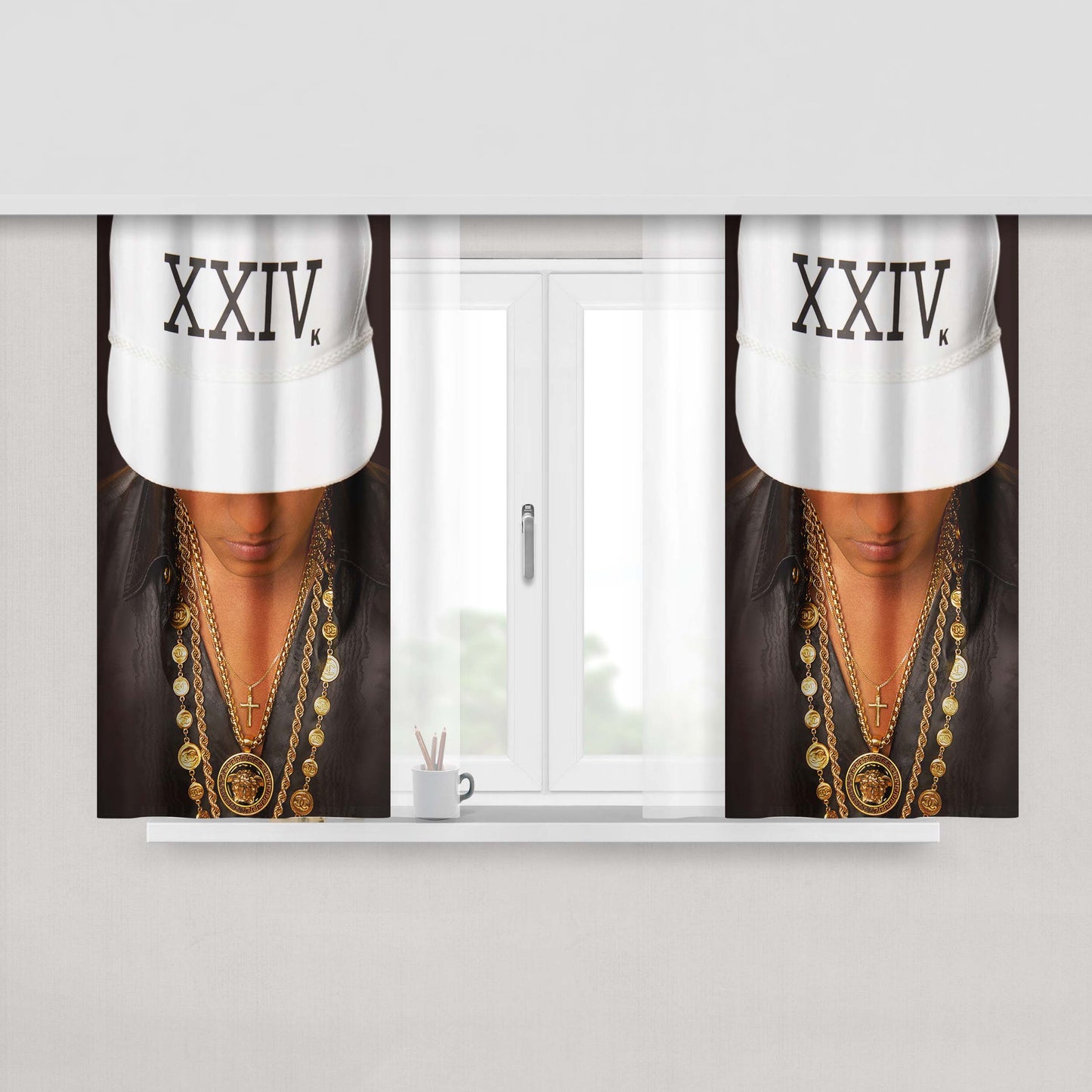 Bruno Mars Xxiv Album Photo Peach Skin Window Curtains