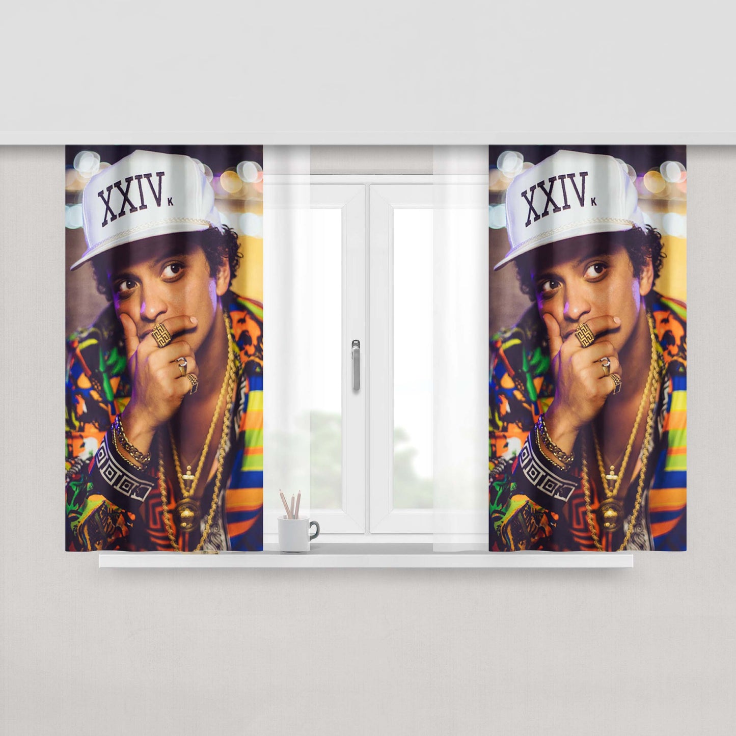 Bruno Mars Xxiv Photo Peach Skin Window Curtains