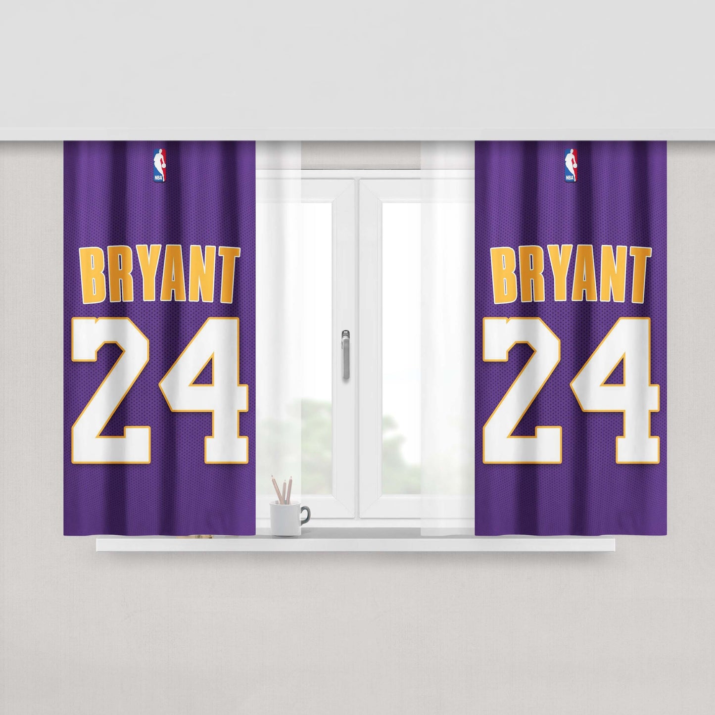 Bryant 24 Lakers Peach Skin Window Curtains