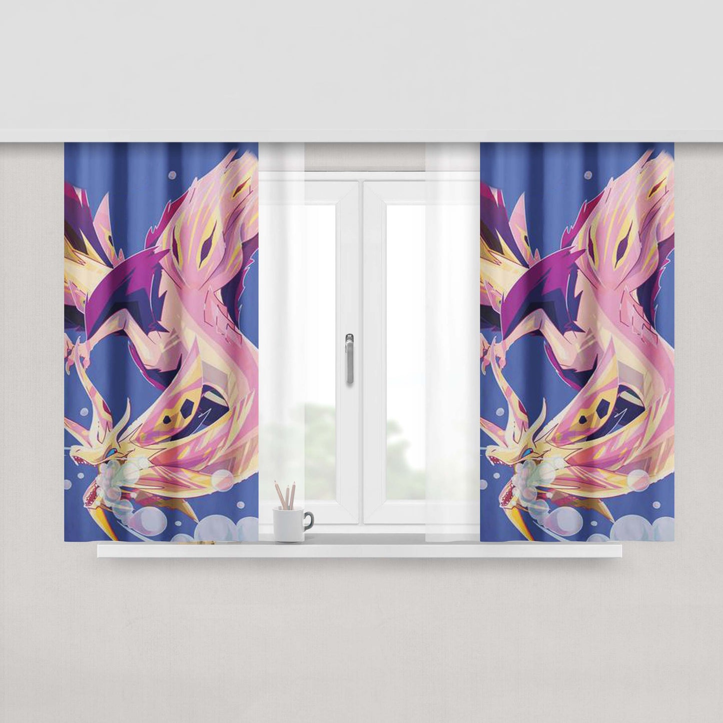 Bubbles Dragon Peach Skin Window Curtains